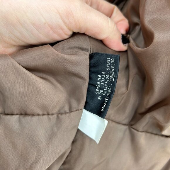 CHIA Vintage Brown Leather Dolman Sleeve Shoulder Pad Cropped Jacket Size XS - Picture 9 of 9